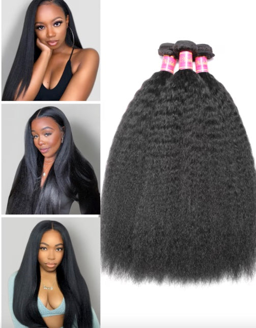 Virgin Kinky Straight Hair Weave – 4 Bundles Unprocessed Virgin Human Hair Extensions