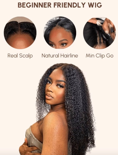 Kinky Curly U Part Human Hair Wig – Glueless Wig 150% Density