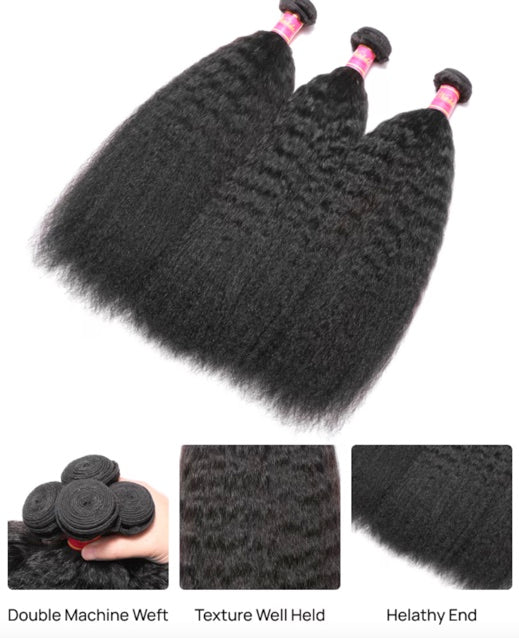 Virgin Kinky Straight Hair Weave – 4 Bundles Unprocessed Virgin Human Hair Extensions