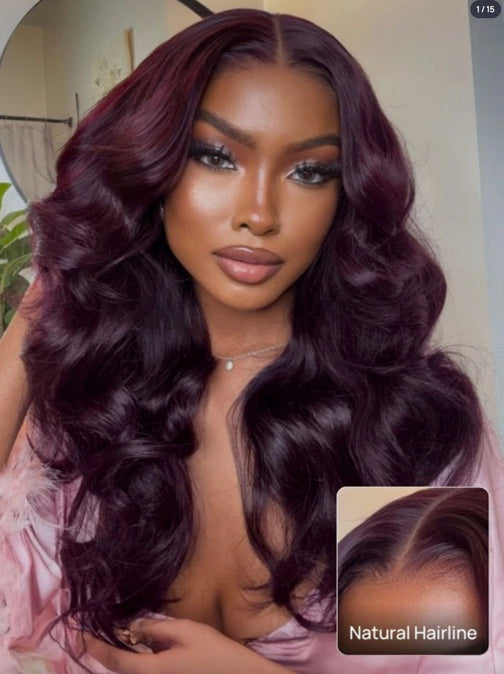 7x5 & 13x4 Burgundy Plum Layer Cut Straight Lace Frontal Wig – Pre-Everything Invisible Knots Put On and Go