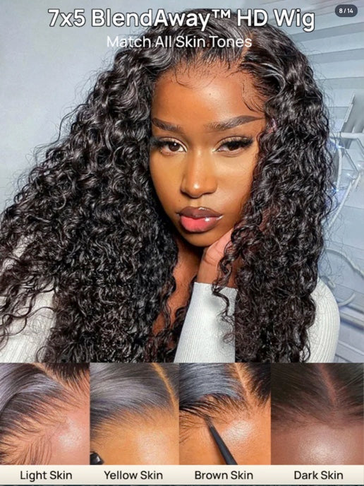 Invisible Knots Water Wave BlendAway HD Glueless Lace Wig Put On and Go