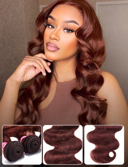 Reddish Brown Body Wave 4 Bundles – Dark Ginger Virgin Hair Extension